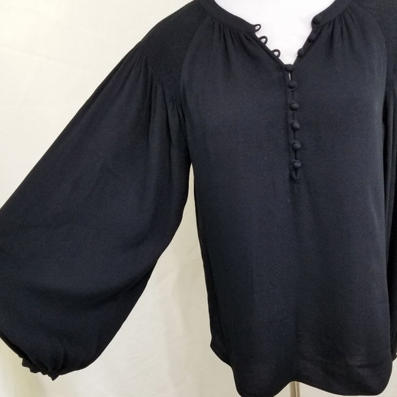 Joie Addalla blouse black crepe poet sleeves top women's size medium - Picture 5 of 8